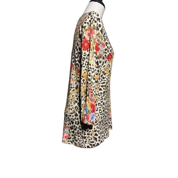 Johnny Was Bohemian NWT Cheetah Puff Sleeve Top Style T18922-8 Size Small - Picture 2 of 5